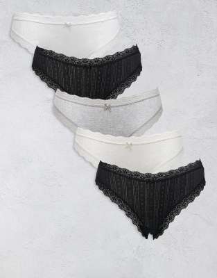 Cotton On - 5er-Pack knappe Basic-Slips in verschiedenen Farben-Bunt