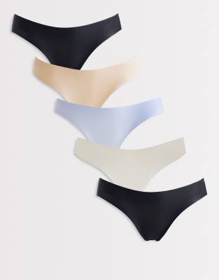 Cotton On - 5er-Pack Party-Slips in Schwarz, Weiß, Blau und Rosa-Bunt