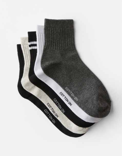 Cotton  On 5pk quarter crew sock in multi - view 1