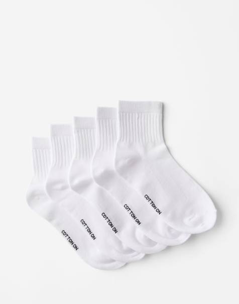 Cotton  On 5pk quarter crew sock in white - view 1