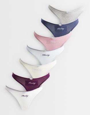 Cotton On 7 Pack Days Of The Week Thongs In Multi