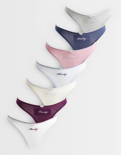Cotton On 7 pack days of the week thongs in multi - view 1
