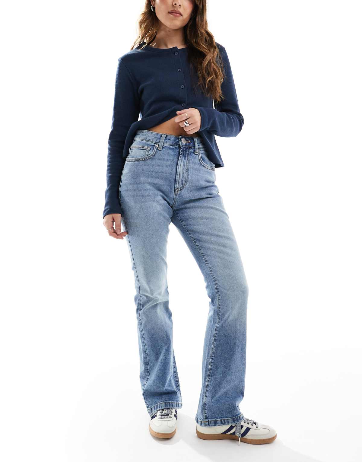 Cotton On 70s high rise flared jean in stone blue