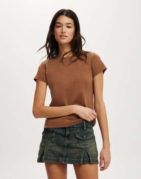 Cotton On 90s baby tee in brown  - BROWN - view 1