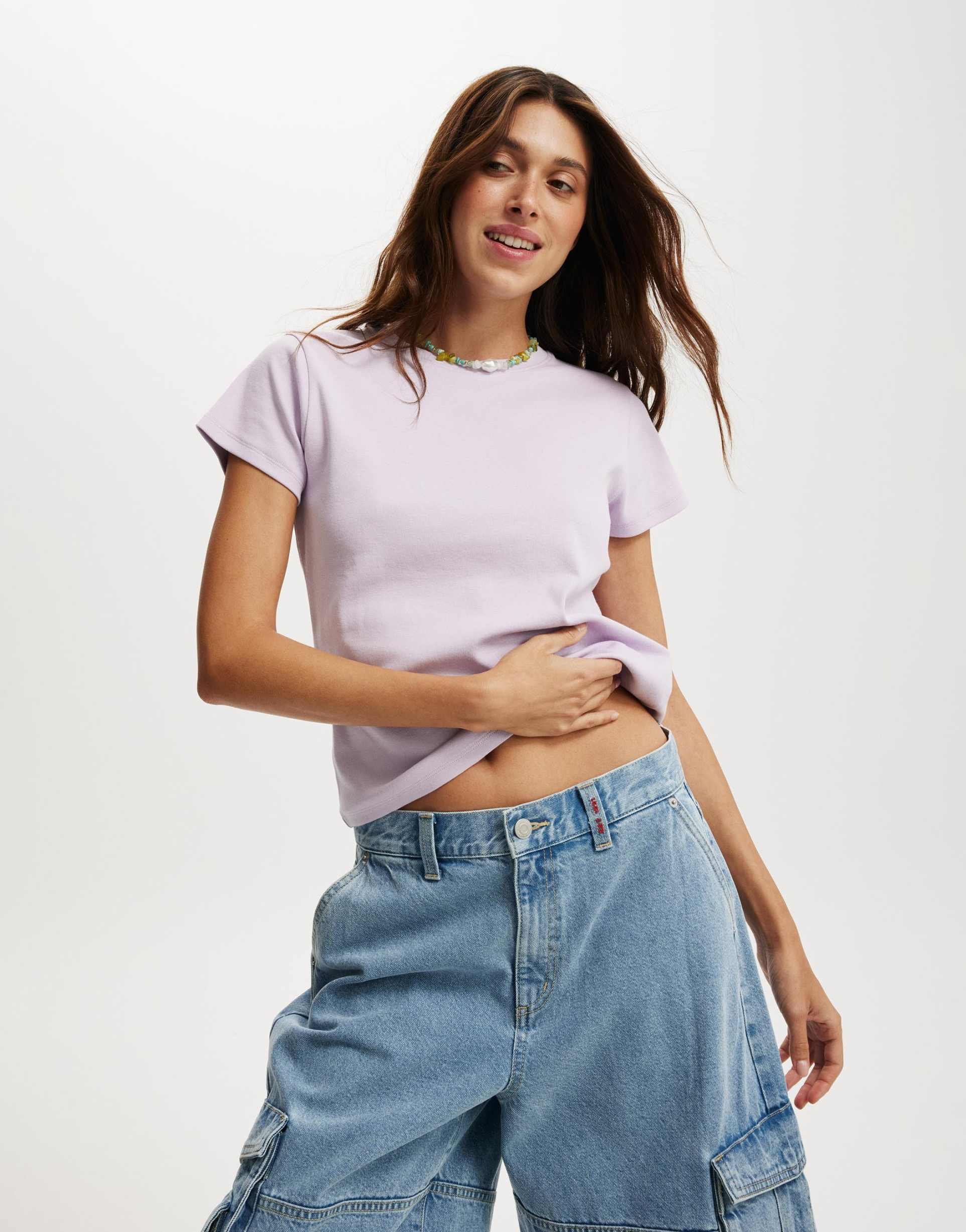 cotton on 90s baby tee in purple