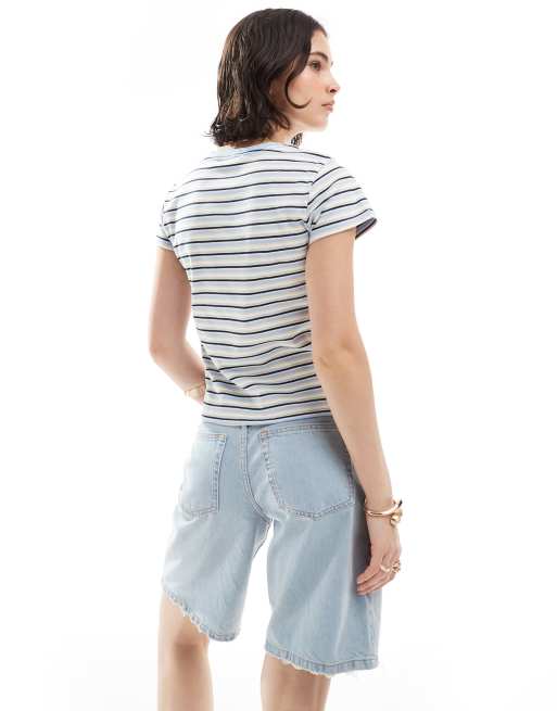 Cotton On 90s baby tee in serene blue stripe, 4 of 4