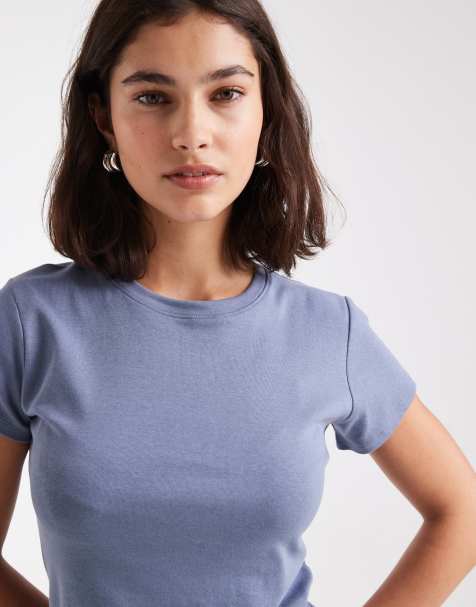 Cotton On - 90's baby tee in verweerd blauw - view 1