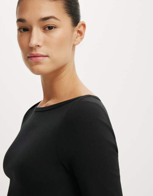 Cotton On 90s boatneck ¾ sleeve in black, 3 of 4