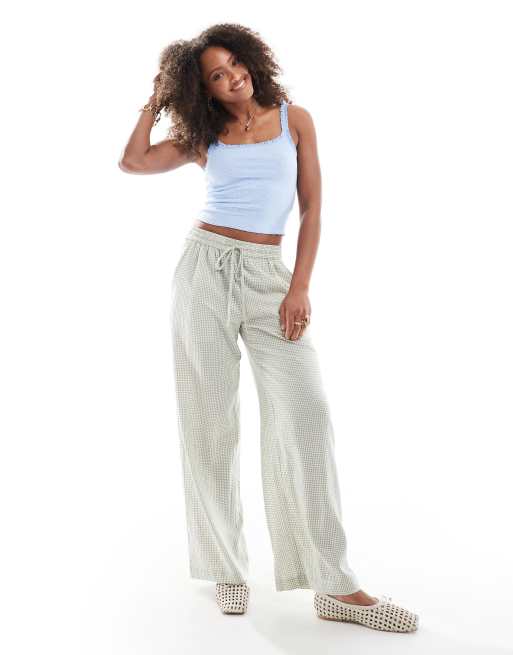 Cotton On 90s Haven wide leg pants in micro green check