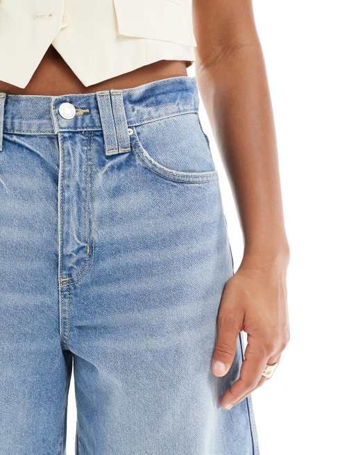 Cotton On - Short en jean long style années 90 - Bleu brume