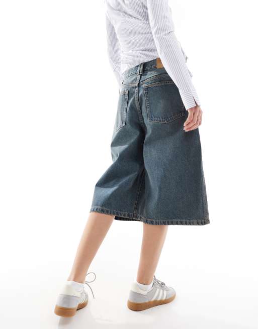 Cotton On 90s long denim shorts in Logans blue