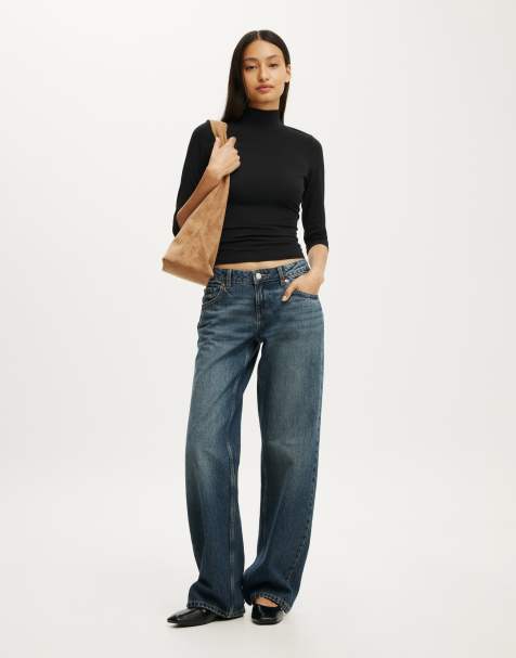 Cotton On 90s mock neck 3/4 sleeve in black - view 1
