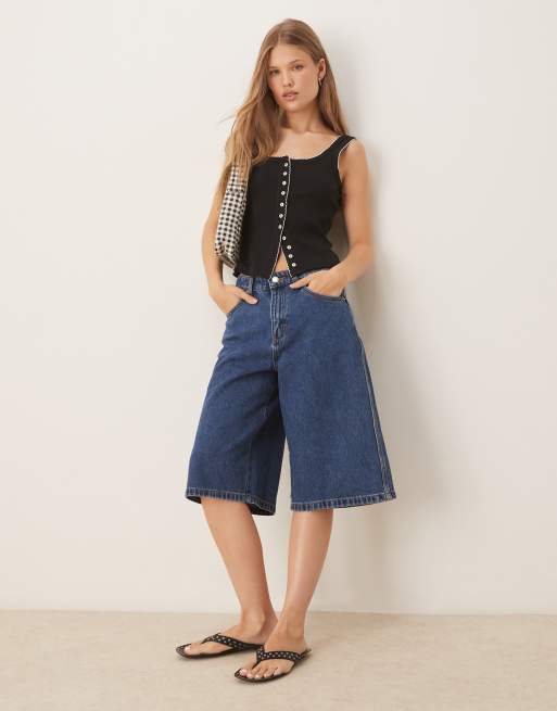 Cotton  On 91 baggy denim jort in blue 