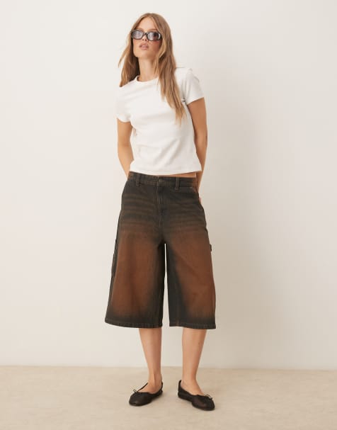 Cotton  On 91 baggy denim jort in brown - view 1