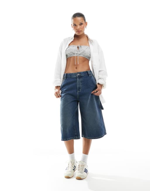 Cotton On 91 baggy denim jorts in blue 