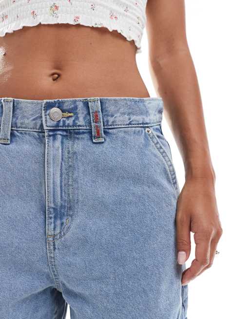 Cotton On 91 baggy denim jorts in cleanwater blue