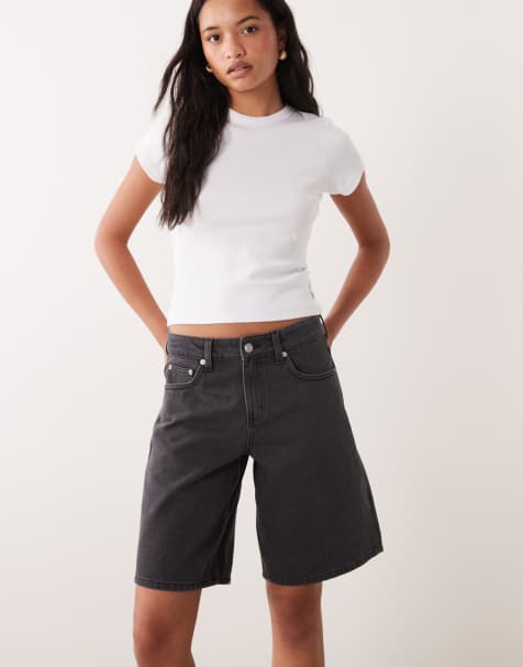 Cotton On 91 baggy denim jorts in leo black - view 1