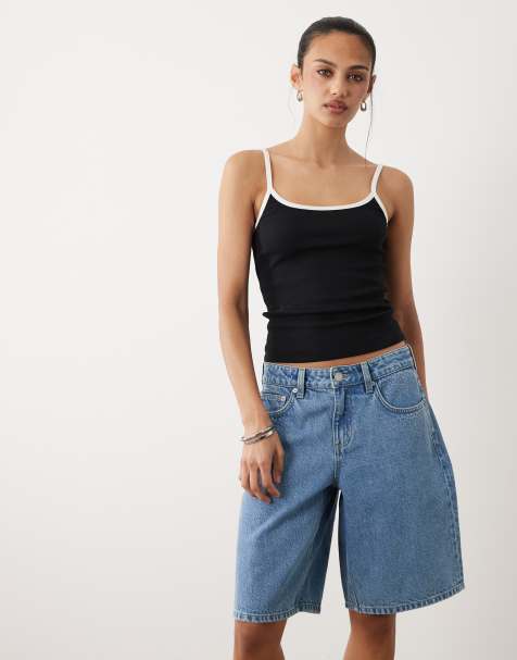 Cotton On – 91 – Blå, långa jeansshorts i baggy fit - view 1
