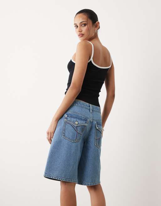 Cotton On - 91 - Jorts di jeans ampi blu pesci, 5 di 5