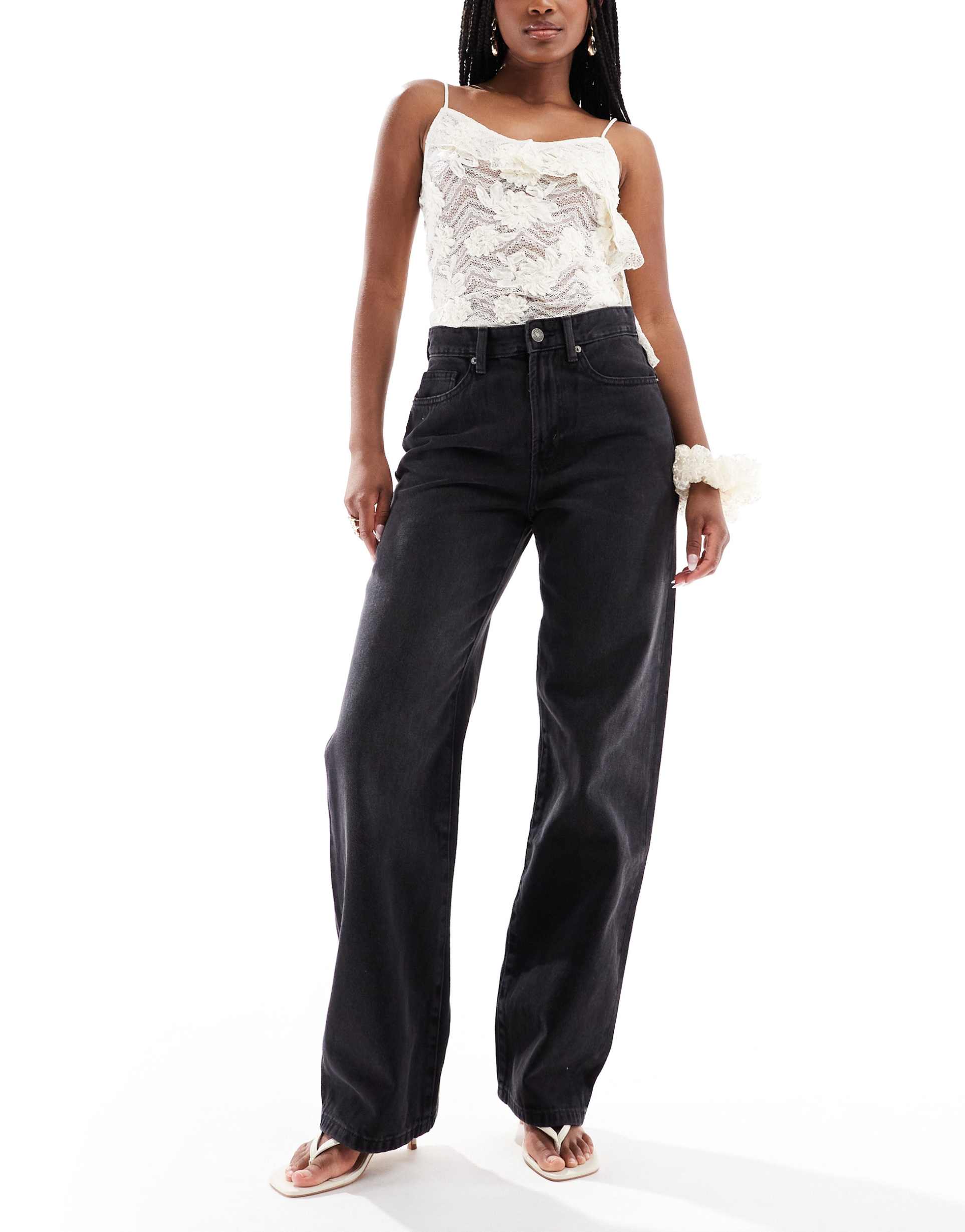 cotton on 91 straight jeans in black