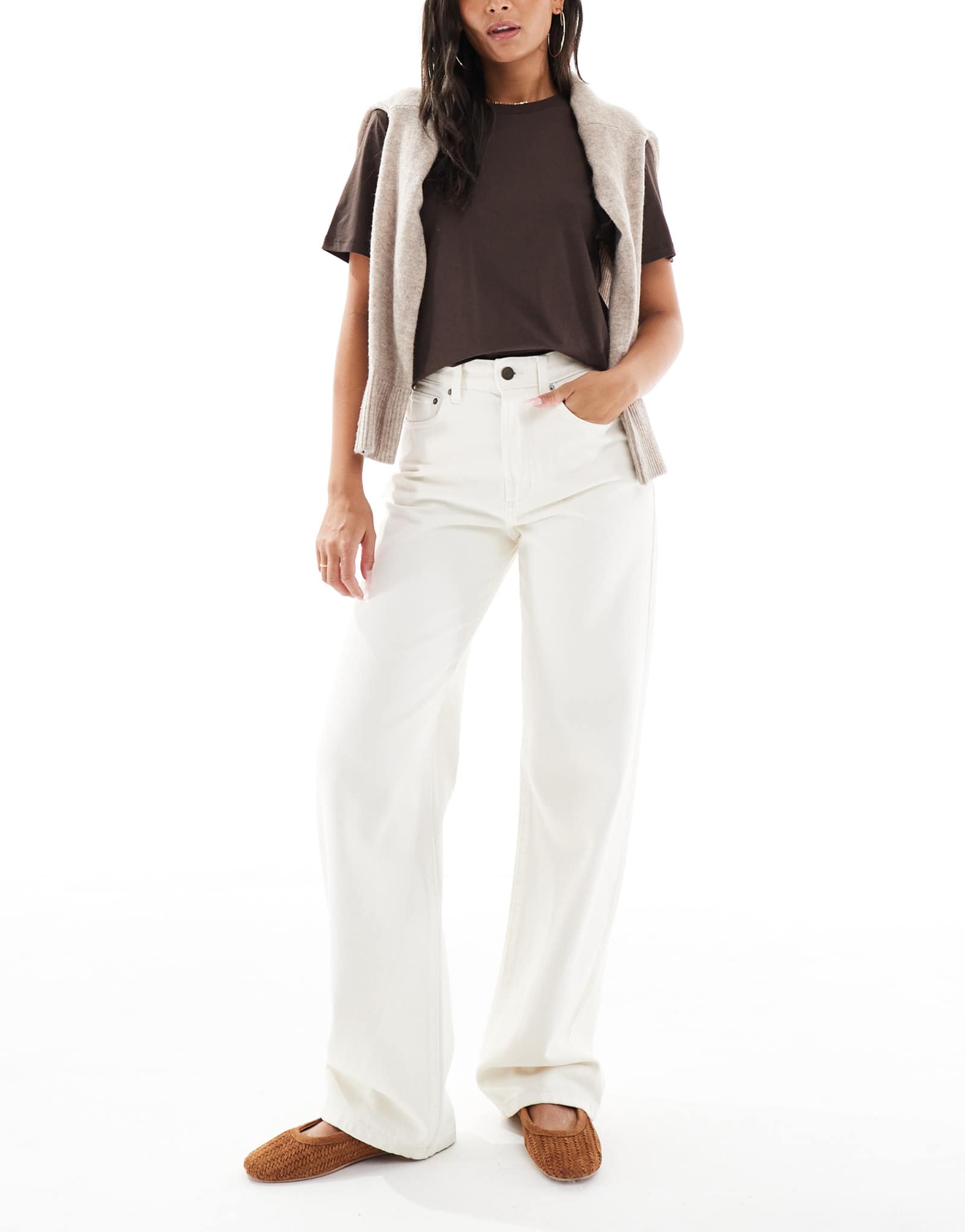 Джинсы прямого кроя из хлопка 91-го размера в косточку