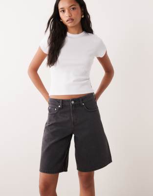 Weite Jeans-Jorts in Leo-Schwarz Schwarz 40