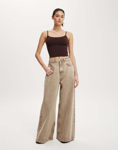 Cotton On 91 wide jean in beige brown  - BEIGE - view 1