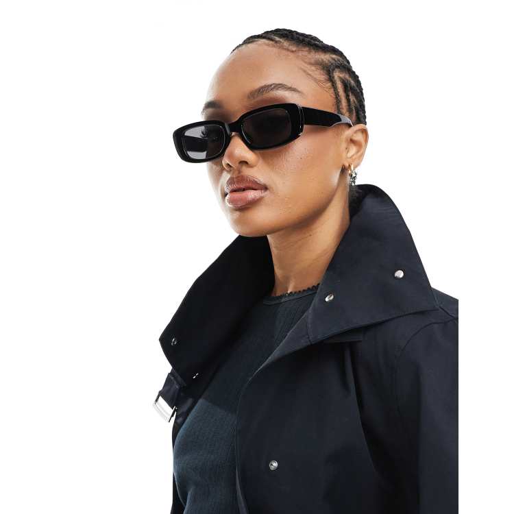 Cotton On abby rectangle sunglasses in black ASOS