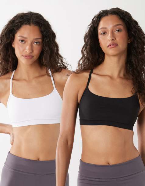 Cotton On Active 2 pack keyhole crop top in black and white - view 1