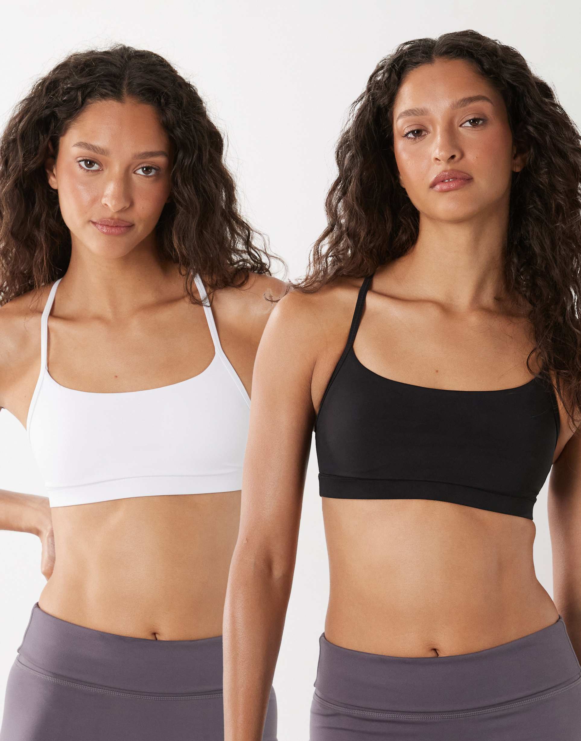 cotton on active 2 pack keyhole crop top in black and white