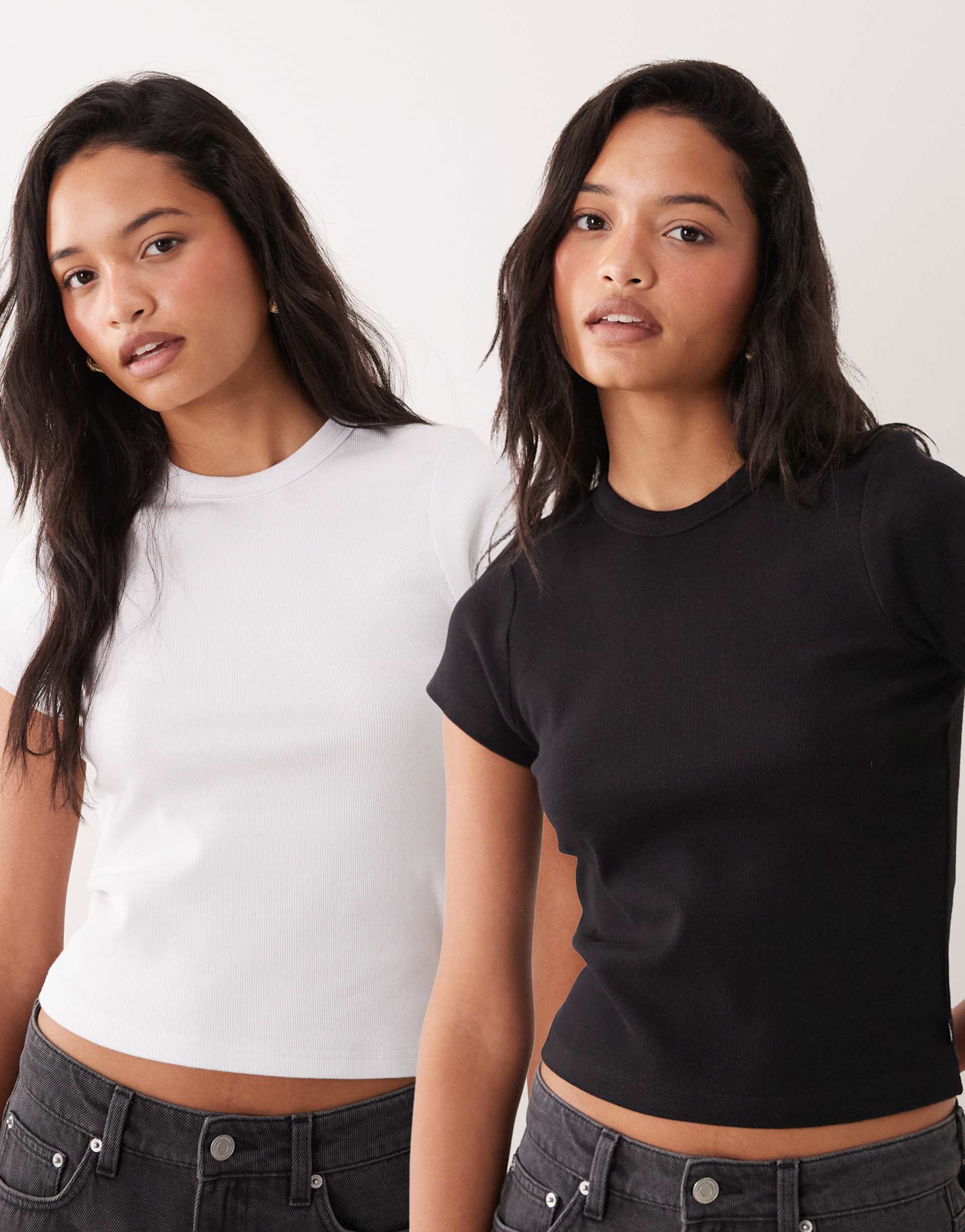 cotton on active 2 pack ribbed baby tee in black and white