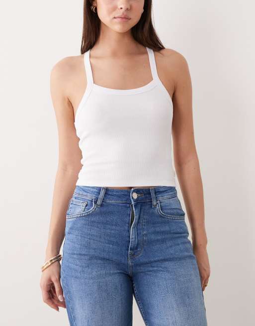 Cotton On Active 3 pack T bar cropped tank in black, white & grey, 2 of 4