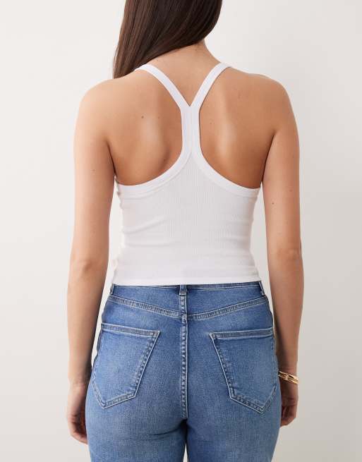 Cotton On Active 3 pack T bar cropped tank in black, white & grey, 4 of 4