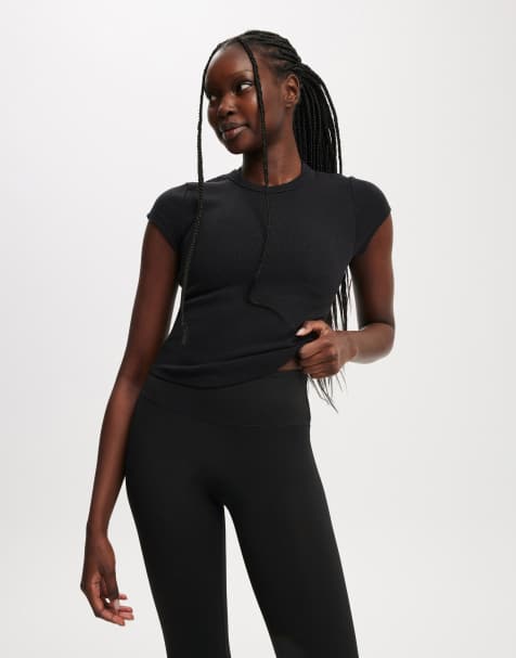 Cotton  On Active curved hem baby tee in black - view 1
