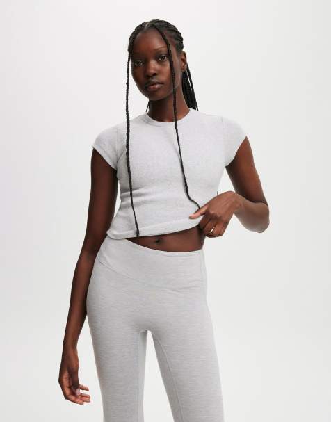 Cotton On Active curved hem baby tee in grey - view 1