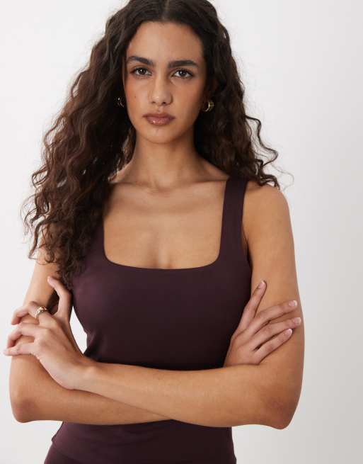 Cotton On - Active - Débardeur ultra doux à encolure carrée - Prune, 3 de 4