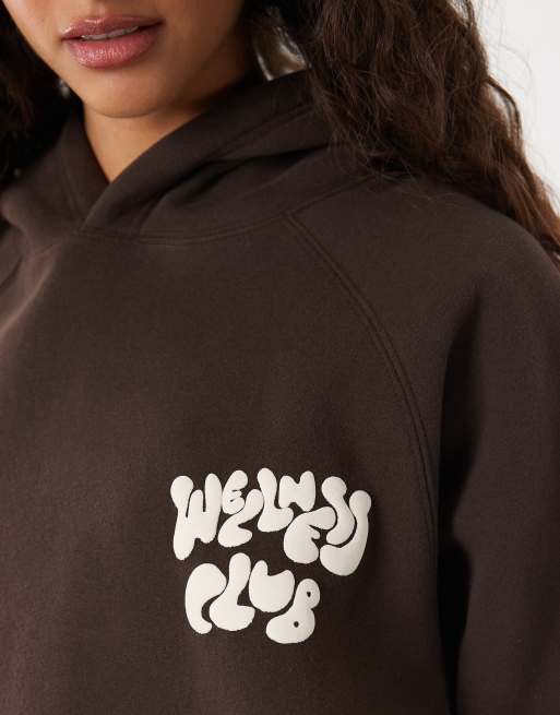 Cotton On - Active - Felpa con cappuccio premium in felpa marrone con stampa, 3 di 4