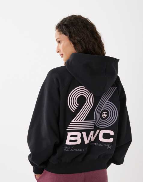 Cotton On - Active - Hoodie van premium pluchestof met grafische print in zwart - view 1