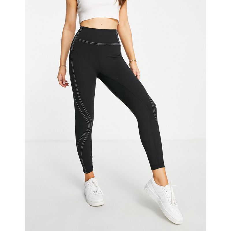 Donna I4wEK Cotton On - Active - Leggings cropped neri con cuciture a contrasto