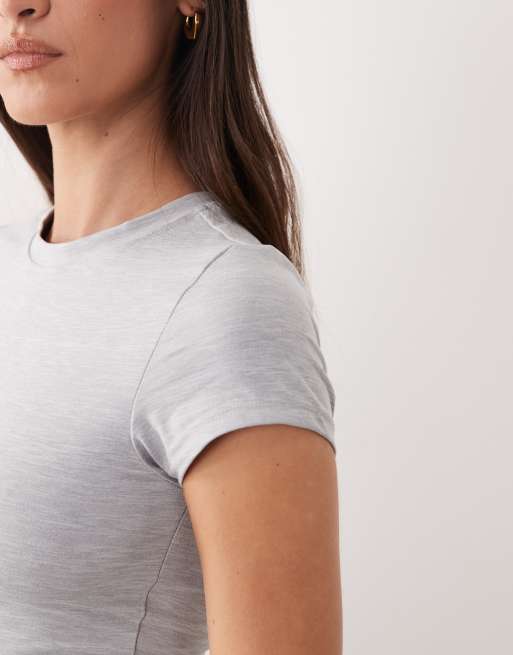 Cotton On - Active - Lysegrå meleret og ultra-tætsiddende T-shirt, 3 af 4