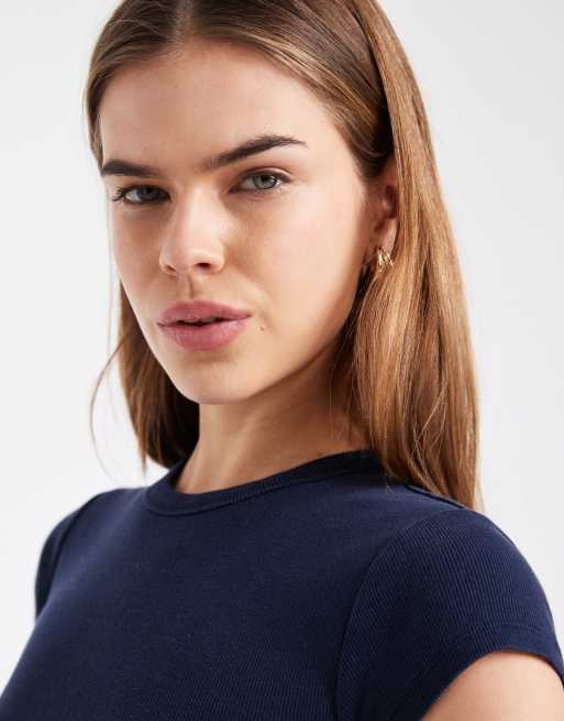 Cotton On - Active - Marineblå baby-T-shirt med kurvet sømkant, 4 af 4