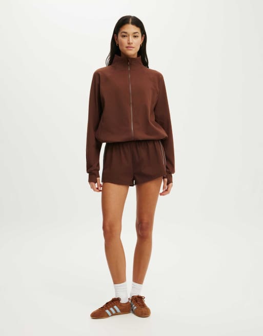 Cotton On Active oversized track jacket in chestnut, 3 of 4