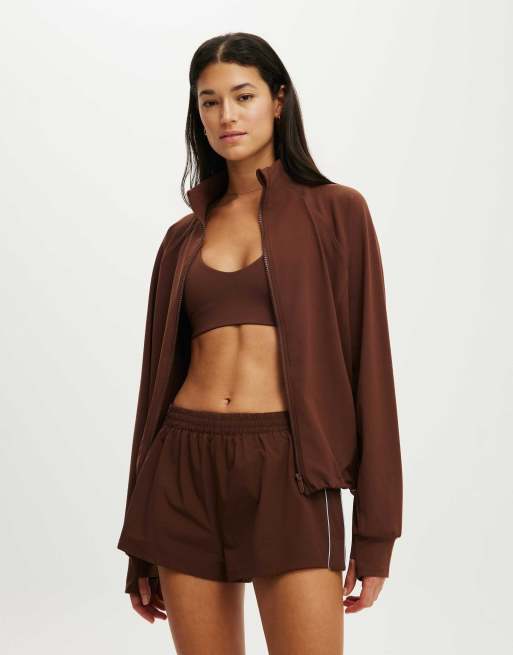 Cotton On Active oversized track jacket in chestnut, 4 of 4