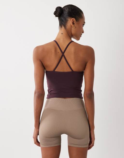Cotton On - Active - Pakke med 2 ultrabløde cami-toppe med krydsryg i latte/blommelilla, 3 af 4
