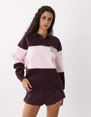 Cotton On Active Plush Graphic Rugby Sweatshirt In Brown