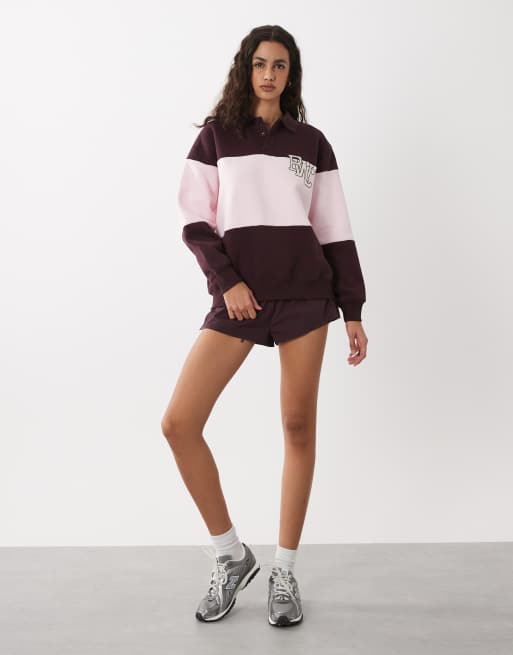 Cotton On active plush graphic rugby sweatshirt in italian plum, 3 of 4