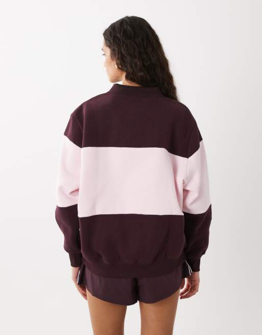 Cotton On active plush graphic rugby sweatshirt in italian plum, 4 of 4