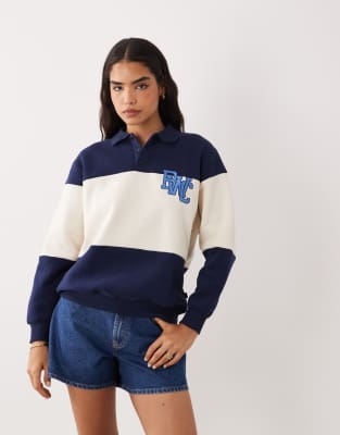 Cotton On Active Plush Graphic Rugby Sweatshirt In White