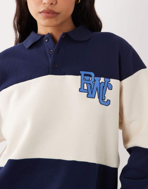 Cotton On active plush graphic rugby sweatshirt in prep sport navy, 2 of 4