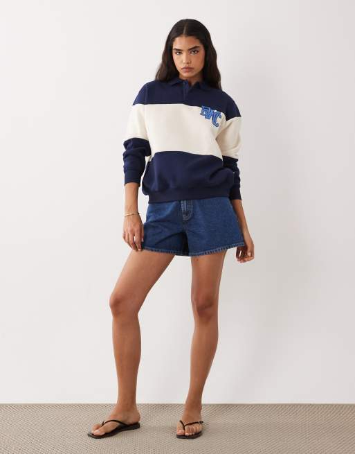 Cotton On active plush graphic rugby sweatshirt in prep sport navy, 4 of 4